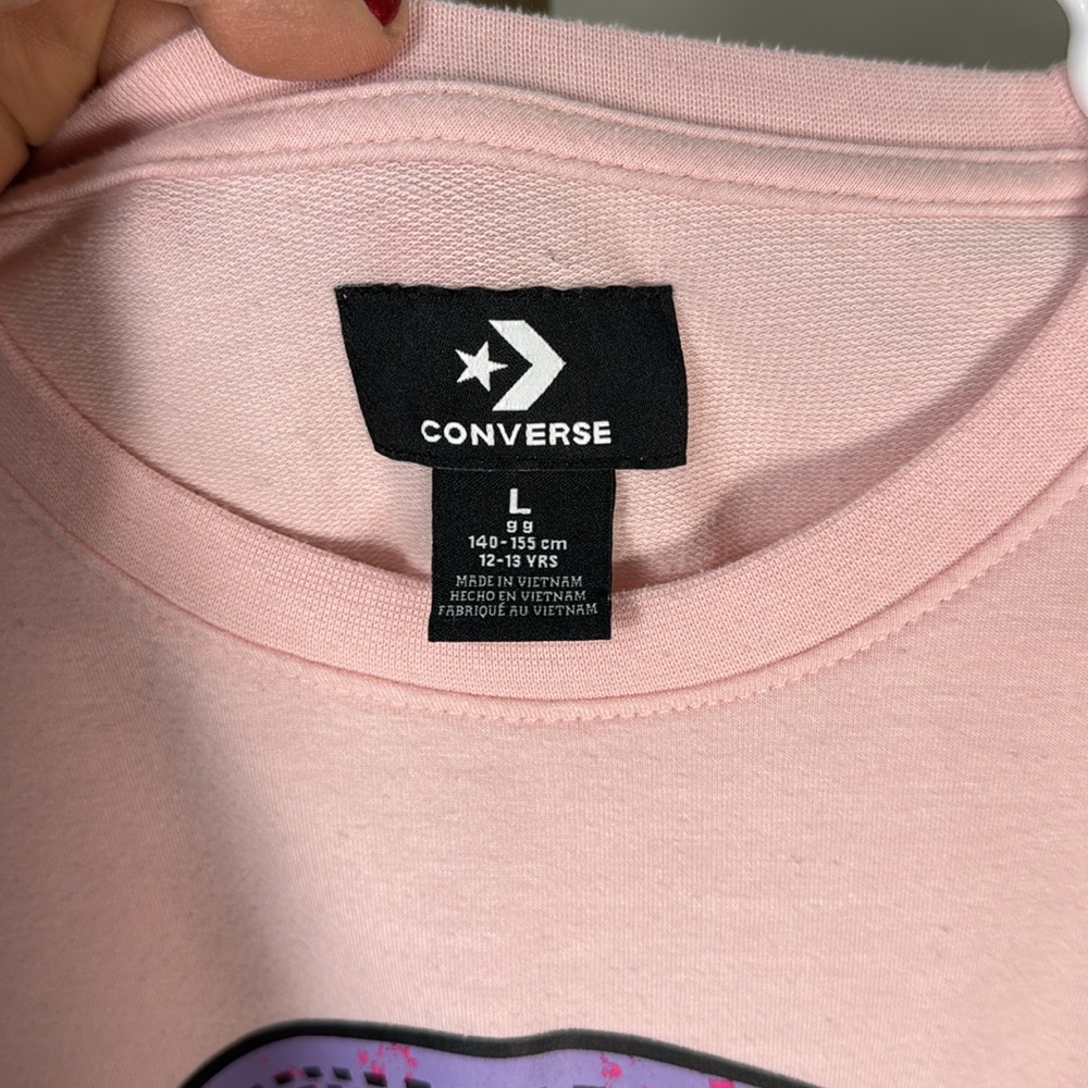 Converse pink sweater lightweight converse star logo on the front size L 12/13yr - Picture 3 of 5
